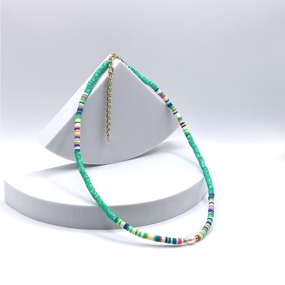 NEW….. Heishi Beaded with Genuine Freshwater Pearl Necklace - Picture 6 of 13